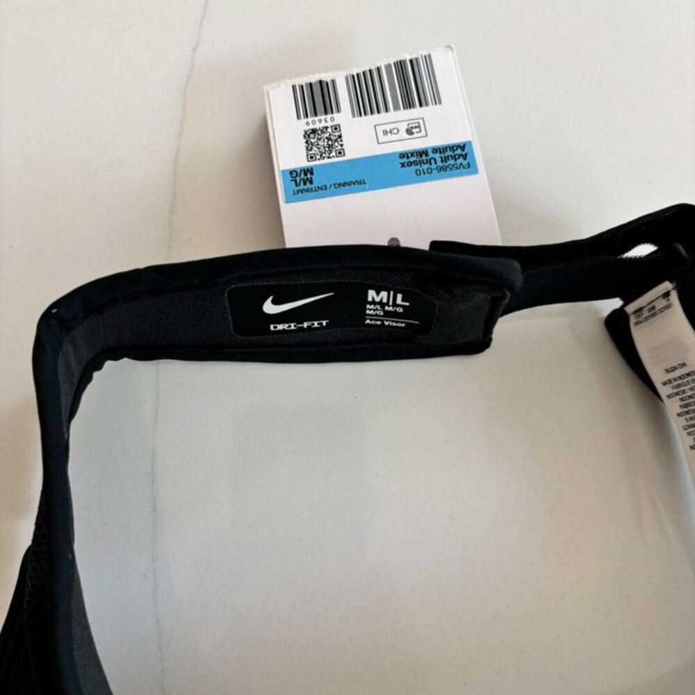 Nike Dri Fit Ace Visor Black White Swoosh Unisex Size M/L Adjustable FV5586 010 - Picture 7 of 10